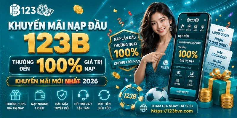 Khuyến mãi nạp đầu 123B mới nhất 2026 - Thưởng 100% giá trị